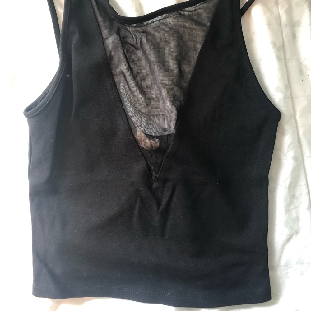 Black crop and mesh top